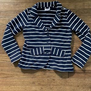 Hanna Andersson navy blue and white striped blazer jacket for girls
